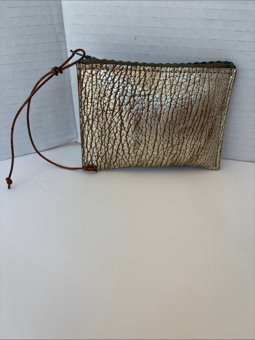 b. may Metallic Gold Small Wristlet Pouch